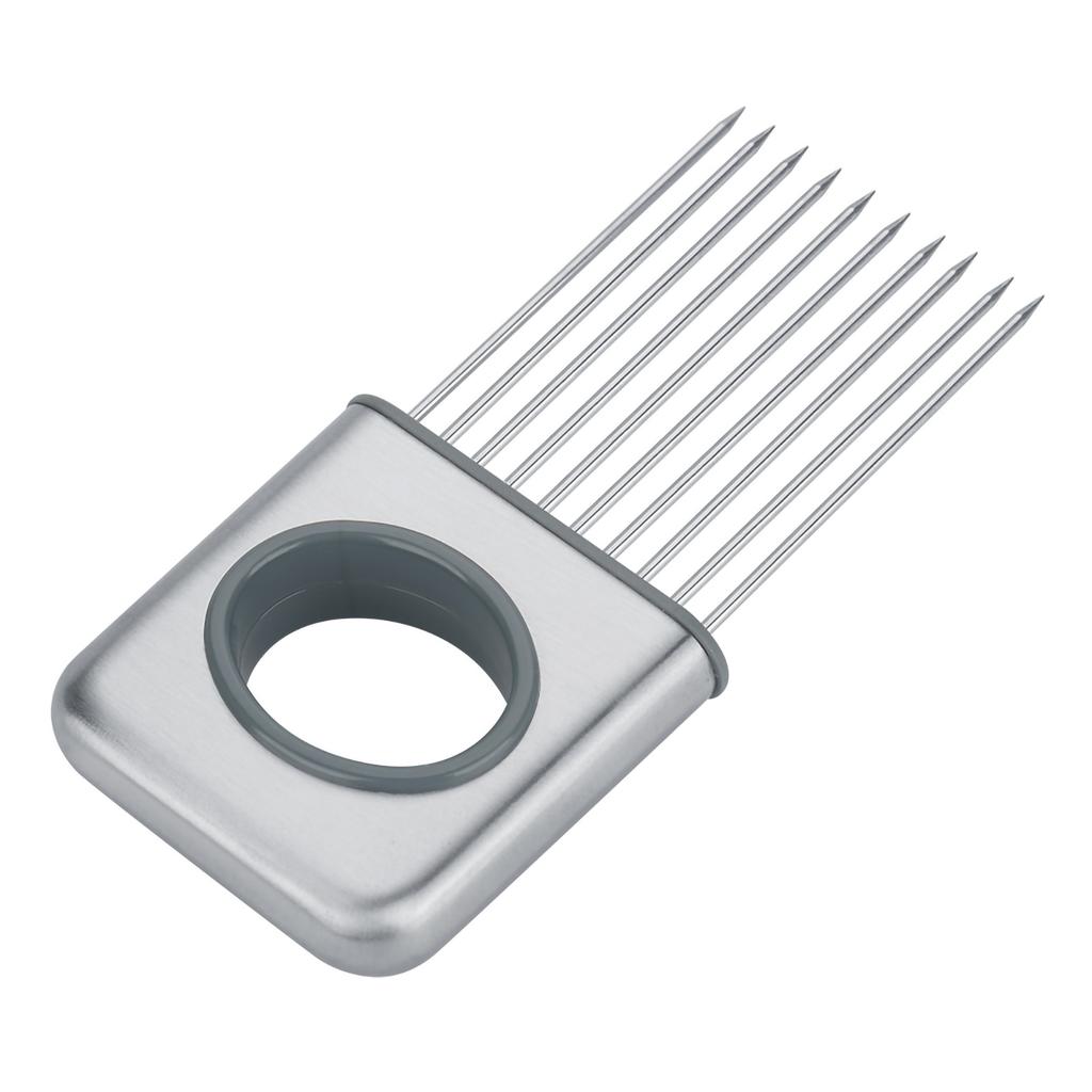 Stainless Steel Onion Holder Fruits Veg Meat Cutter Slicer Peeler Chopper with 10 Prongs