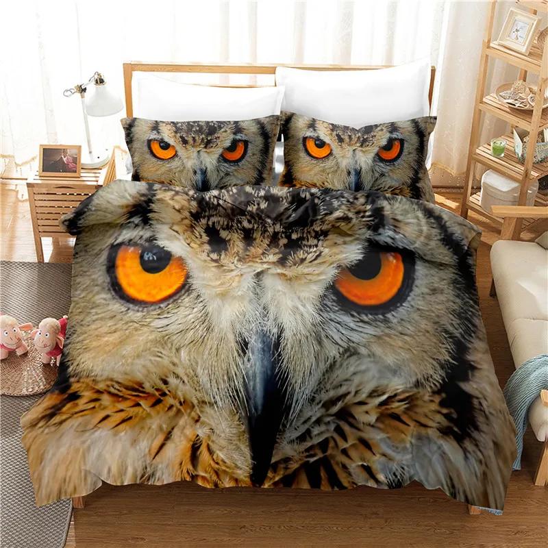 Dropshipping Bedding Set Lifelike Animal Owl Housse De Couette 240x220 Dekbedovertrek 260x240 Bedlinen Bed Cover Set Pillowcases