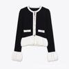 European and American French Style, Women's Clothing, Fashionable and Thin Contrasting Color Knitted Splicing Jacket 4770462