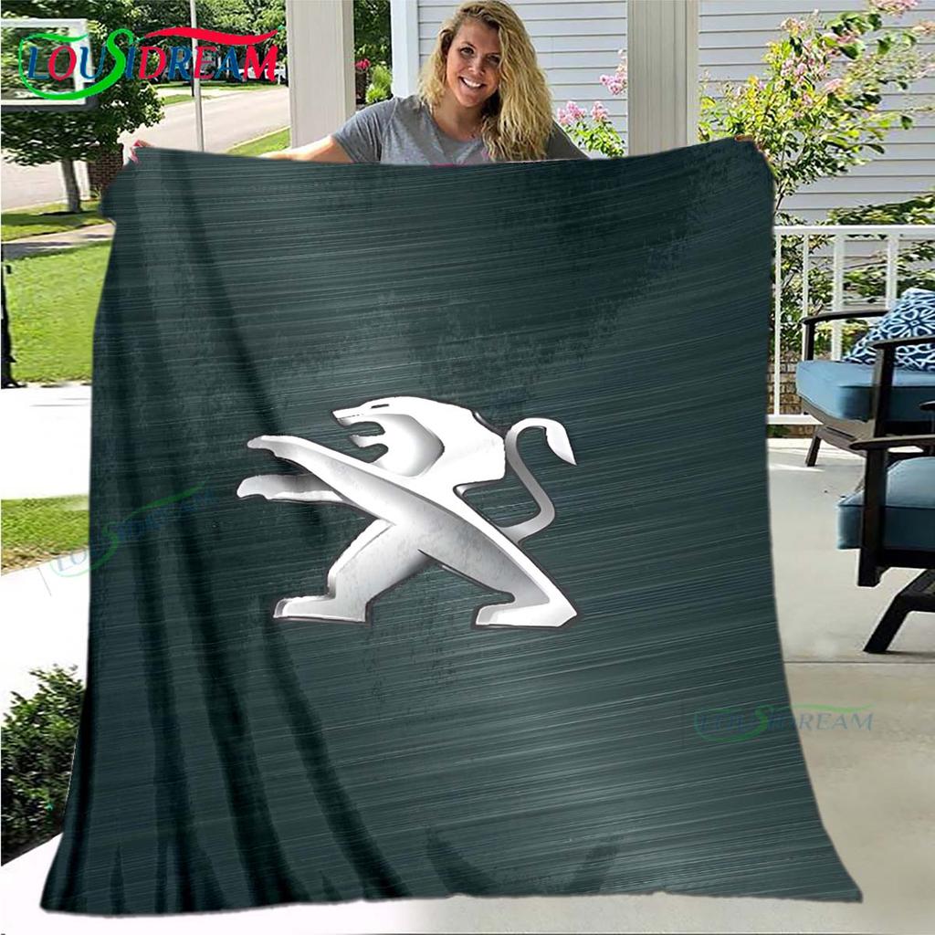 Móda Auto P-Peugeot Logo Deka Flanelová Přehozová Deka Pro Domov Ložnici Postel Pohovka Piknik Kancelář Turistika Volný Čas Spánek Dárek