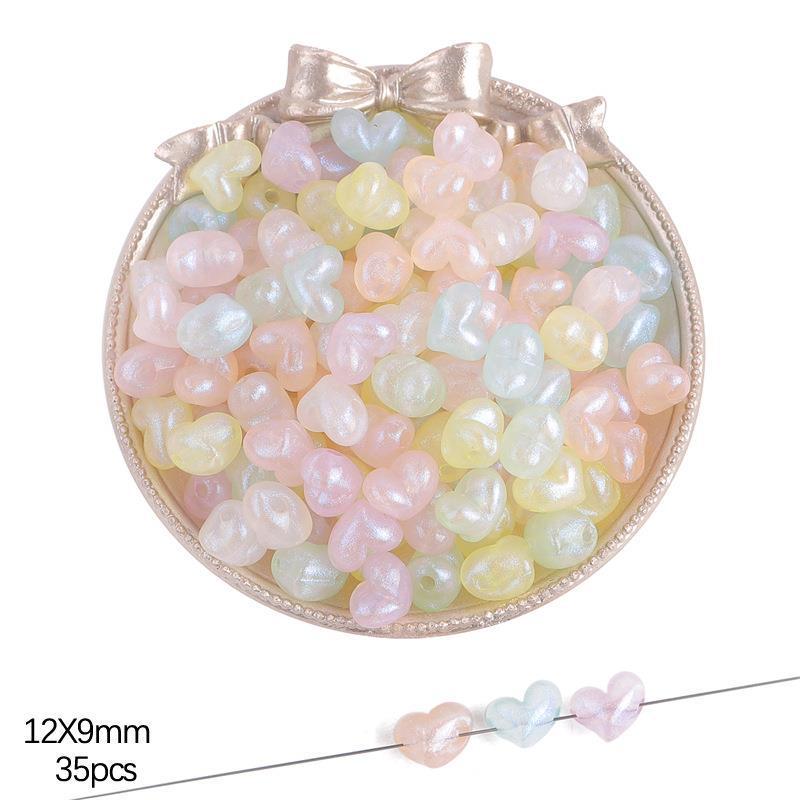 Iridescent Acrylic Pentagram & Peach Heart Beads for DIY Jewelry Making