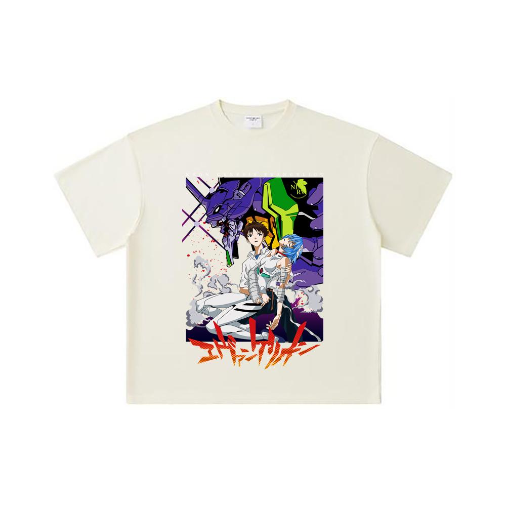260 GSM Double Yarn 32 Count 100% Cotton Evangelion V1 Print Unisex Heavy Cotton T Shirt