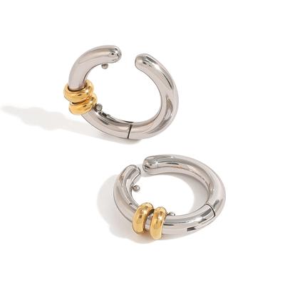 Youthway Orecchino a Clip Geometrico a Forma di C Trendy Moderno in Acciaio Inossidabile Colore Oro&Argento per Unisex Gioielli Antiallergici Regalo