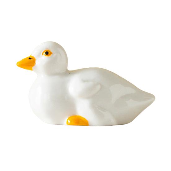 Ceramic Duck Statue Cute Mini Duck Figurine Small Animal Sculpture for Home Office Desktop Garden Porch Decor