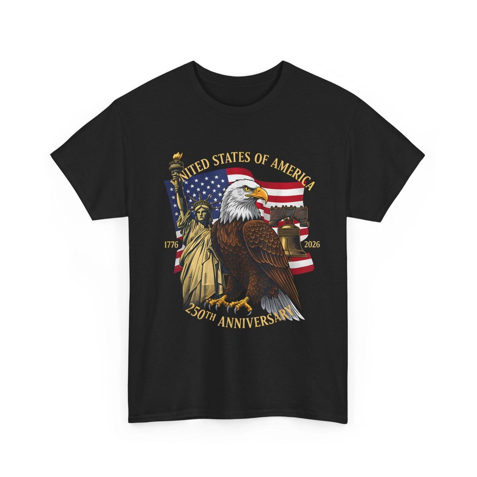 250 Years 1776-2026 Shirt, 250th Birthday Eagle Liberty Bell T-Shirt 2XL