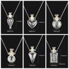 Tropfen Herz Stahlkette Glasfläschchen Halskette Ätherisches Öl Anhänger Gedenkschmuck Parfüm Schmuck