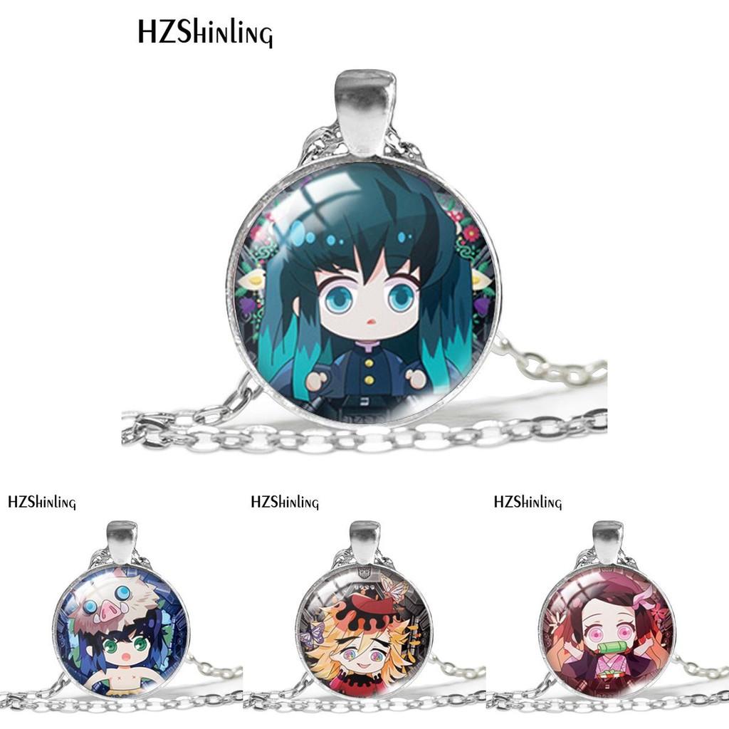 Alloy Beautifully Crafted Necklace With Tanjiro And Shinobu Design Great For Anime Collectors