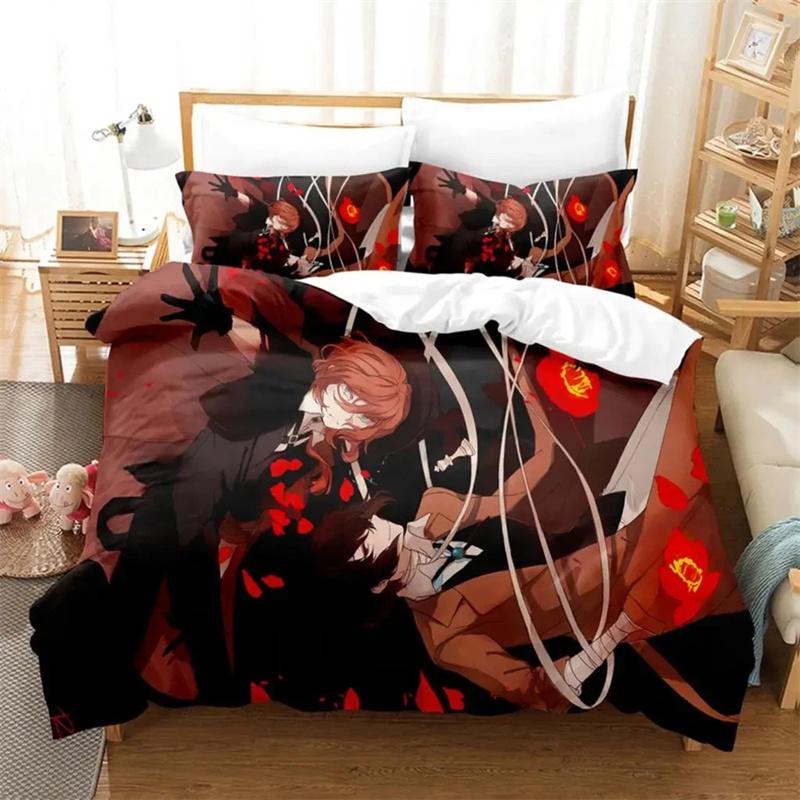 Anime Dazai Bungo Stray Dogs Bedding Set Boys Girls Twin Queen Size Duvet Cover Pillowcase Bed Kids Adult Home Textileextile