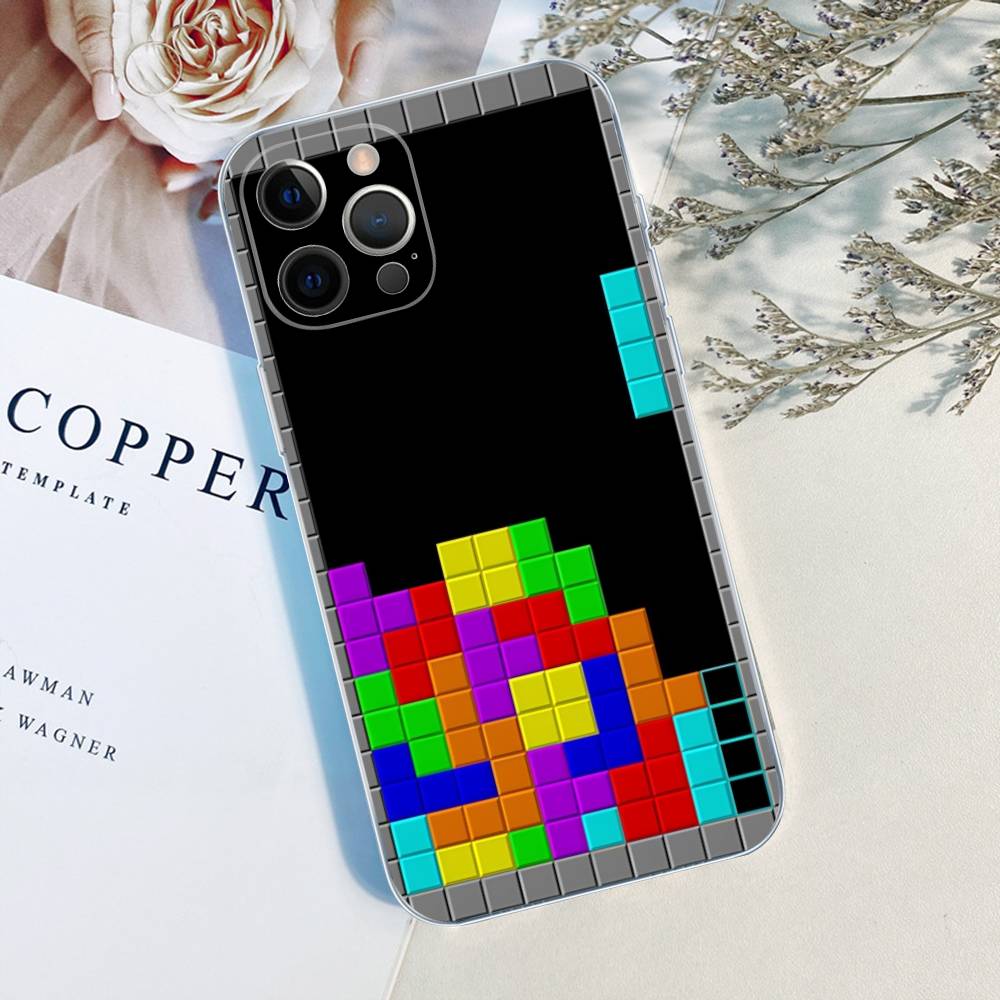 Vintage Game T-Tetris Fit For IPhone 16 15 Promax Phone Case IPhone 14 11 12 High End 13 Pro Silicone