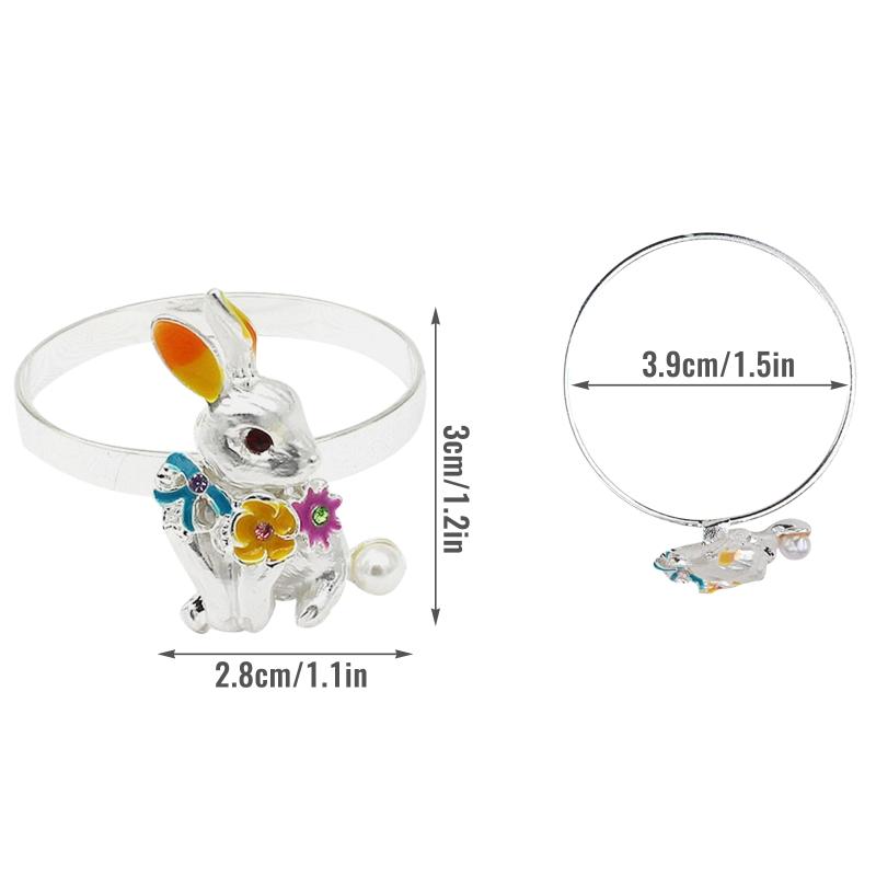Set of 6 Easter Bunny Napkin Rings Metal Rabbit Napkin Holder for Easter Party Holiday Banquet Dinner Spring Dining Dropshipping