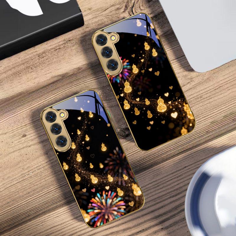 Multiple Golden Gourds For Samsung Galaxy S26 S20 FE S21 S22 S23 Plus S24 Ultra 25Ultra S21+ S9 S22 S8 Golden Glass Phone Case