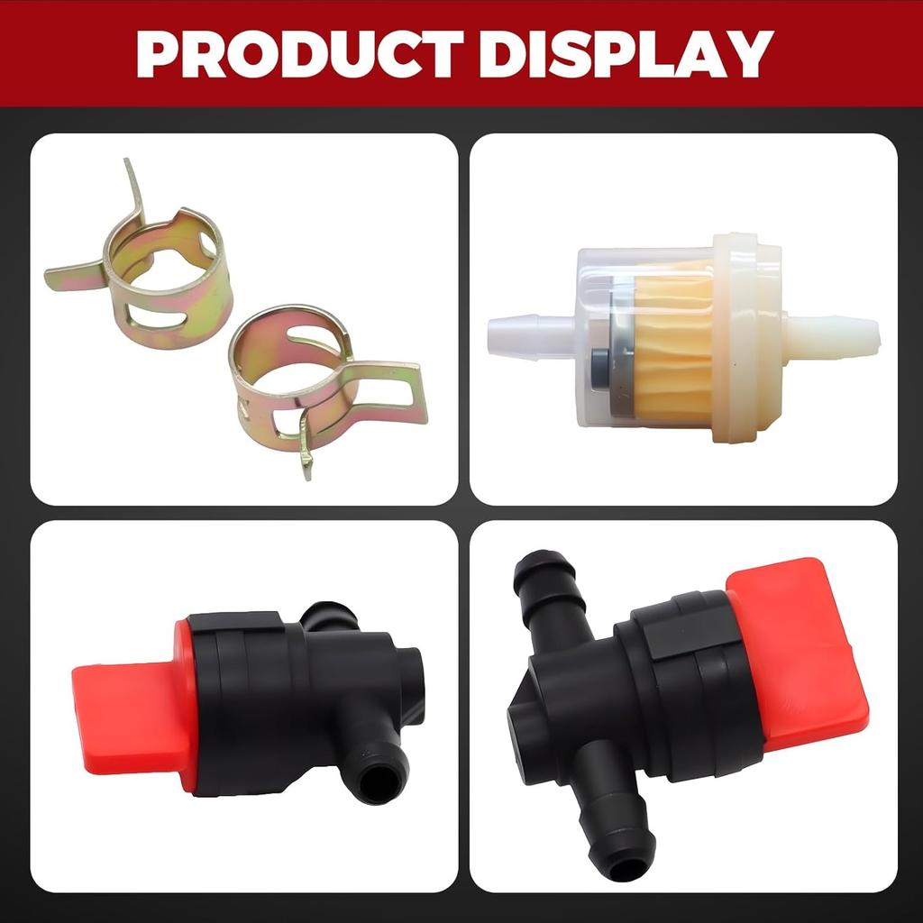 1/4" in Line Fuel Gas Leach Shut Cut Off Valves Clamps Compatible with 494768 697947 698183 Am36141 Am107340 Compatible with Snapper 2-4507 7034212