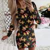 Women Christmas Print Dresses For Winter Year Cute X-Mas Tree Print Long Sleeve Dress Casual O-Neck Bodycon Mini Dress