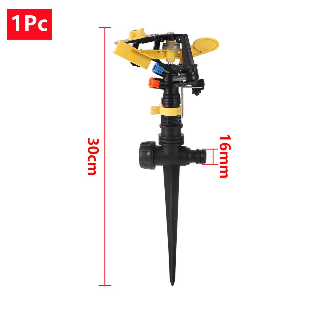 1/2" Male Thread Double Nozzle Yellow-Winged Adjustable Rocker Sprinkler With 3-Kinds Bracket Kit 360 Degree Garden Lawn Nozzle