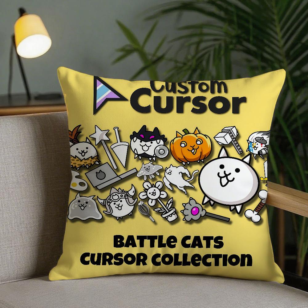 Cartoon The BBattle Cats Pillow Case Square DoubleSided Printing Sofa Cushion Cover Pillowcase Bedroom Bedside