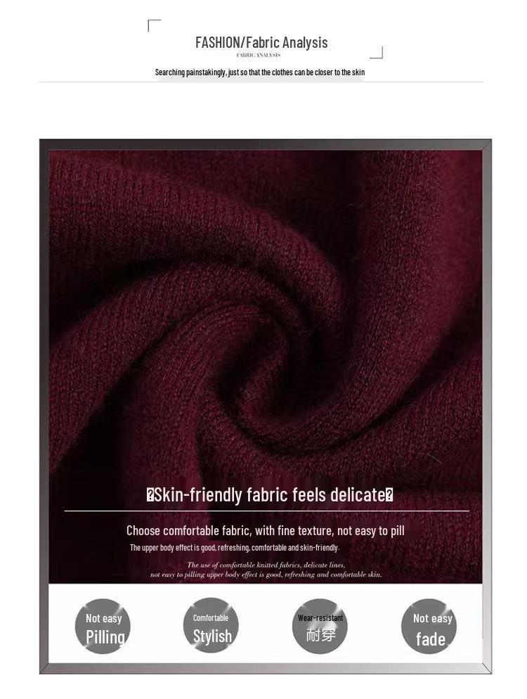 Women's Wool Fleece Sweater with Semi-High Neck for Autumn and Winter