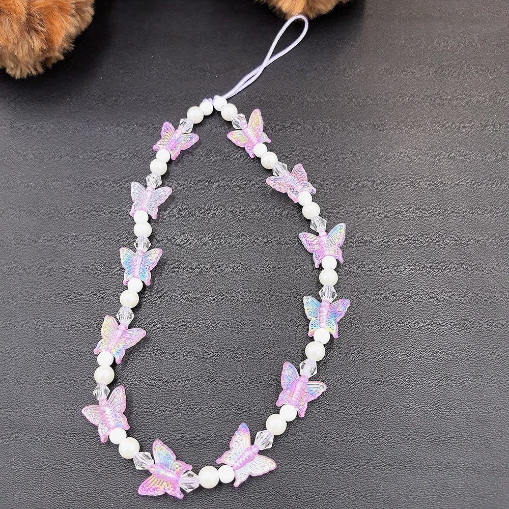 Butterfly Bead Necklace: Stylish Short Lanyard for Female Bag Accessory