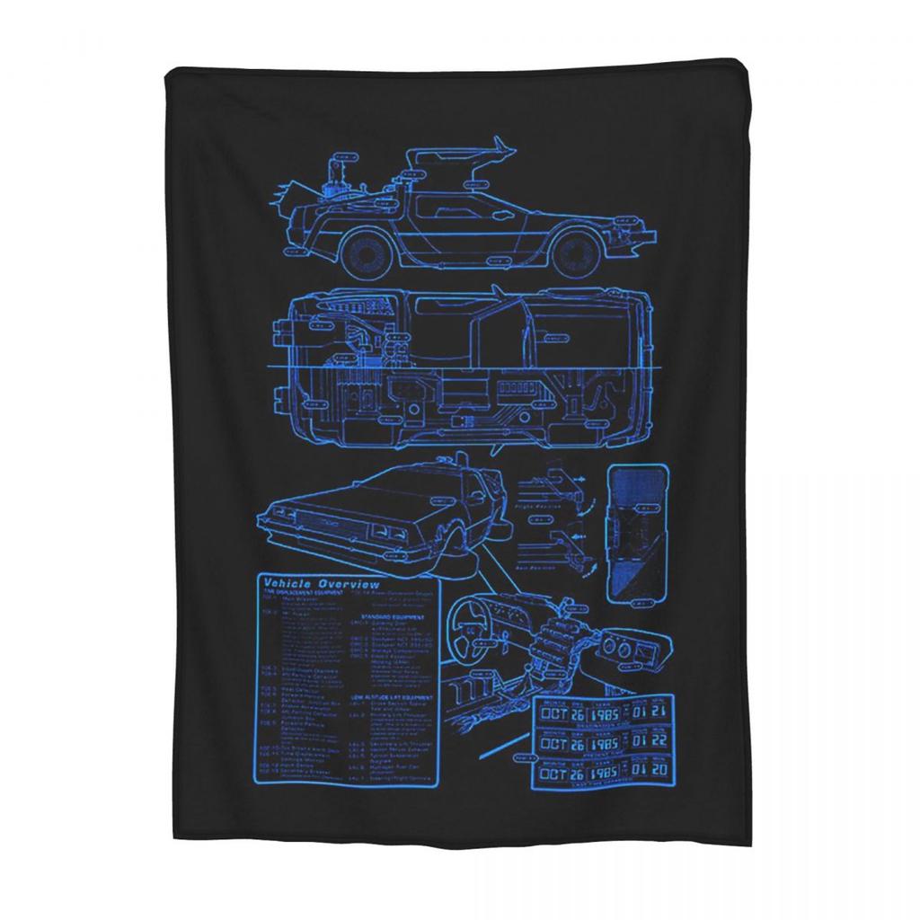DeLorean Time Machine Back To The Future Blanket Soft Warm Flannel Throw Blanket Bedspread for Bed Picnic Travel Home Sofa