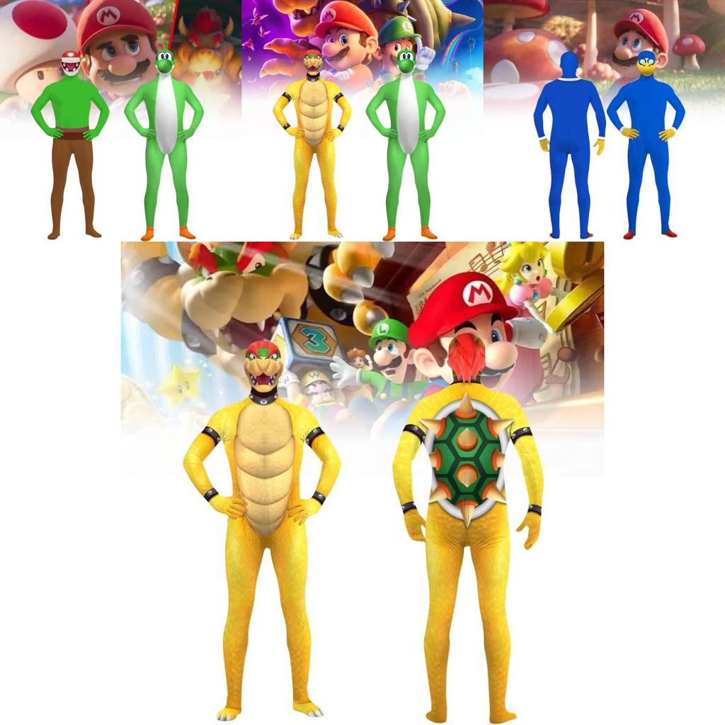Colorful Long Sleeve Super Mario Jumpsuit 3d Printed Cosplay Outfit For Halloween Fun