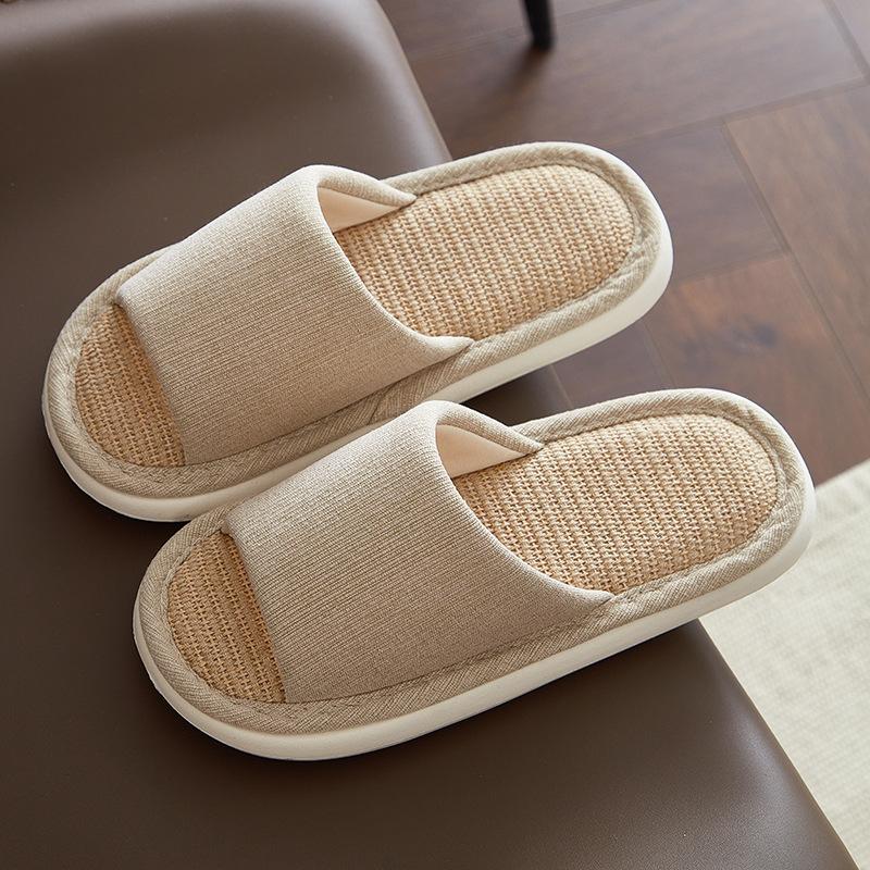 

Льняные тапочки большого размера мужские весенне-осенние домашние комнатные напольные нескользящие мужские не пахнущие ноги хлопково-льняные тапочки мужские 39-40 [Suggestions 39-40] White sole бежевый