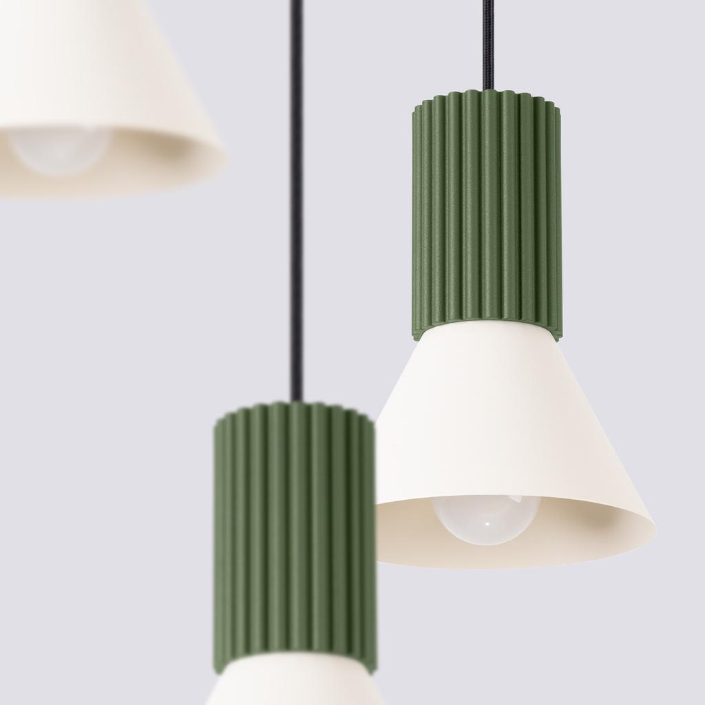 Estria 3P pendant lamp beige/olive green