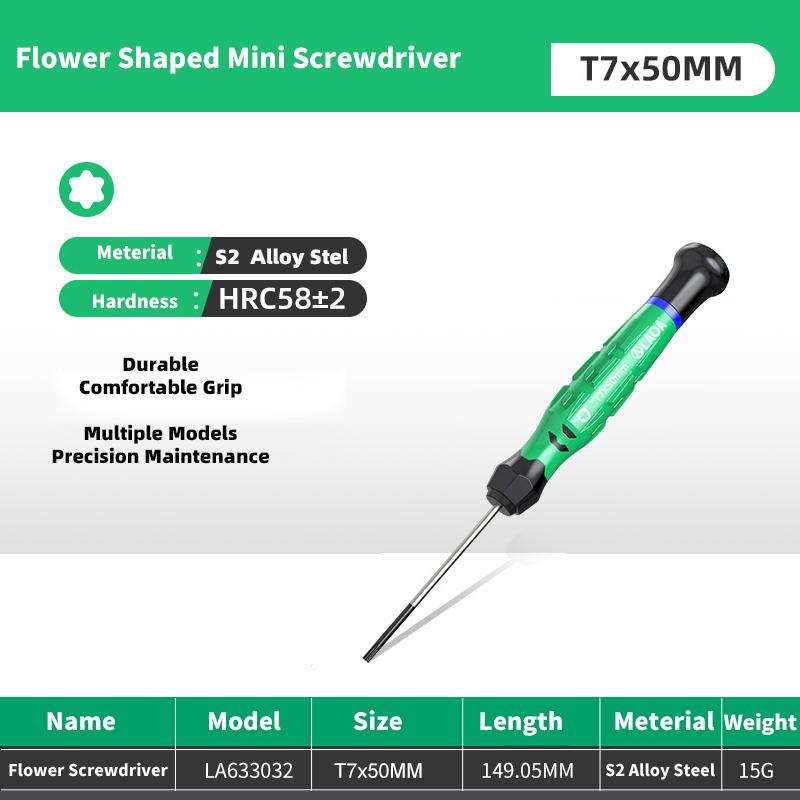 1pc Mini Torx Screwdriver featuring Magnetism S2 Alloy Steel Pozi Screwdrivers Flower Shaped Screwdriver T5-T20