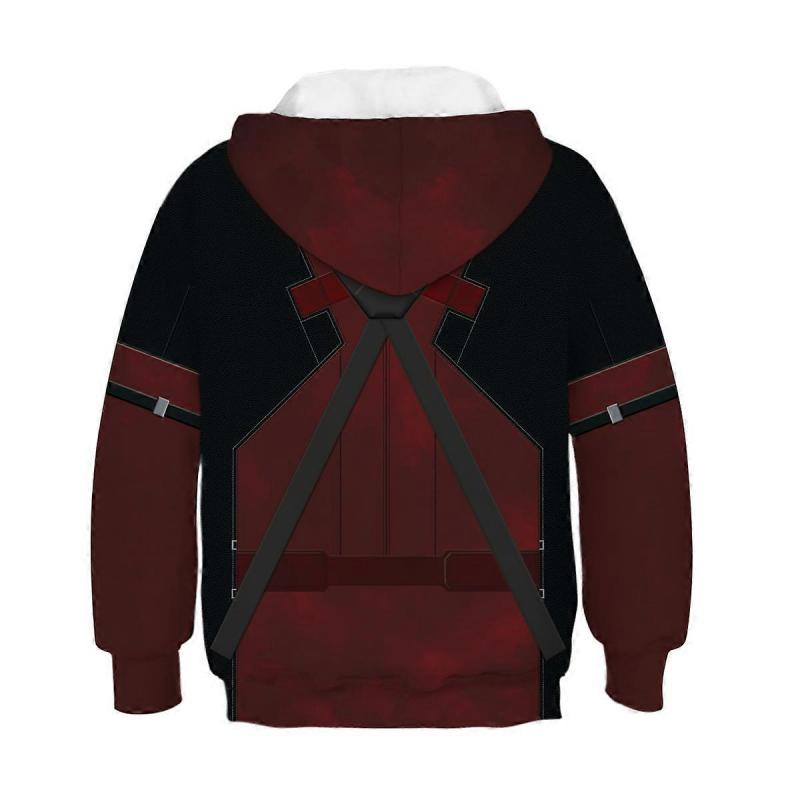 Deadpool 3D mikina s kapucí pro děti, superhrdinská anime mikina přes hlavu, pohodlné prodyšné mikinové topy