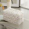 Portable Floral Quilting Cotton Makeup Bag Large Capacity Multifunctional Toiletry Handbag Lightweight Cosmetic Organizer Women