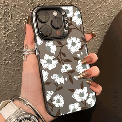 White Flowers Hard Phone Case For IPhone 14 15 11 12 13 16 Pro Max 7 8 14 15 Plus 12 13Mini X XS Shockproof Slim Trendy  Cover