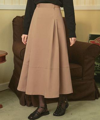 Micene Urbanity Pintuck Maxi Skirt Beige