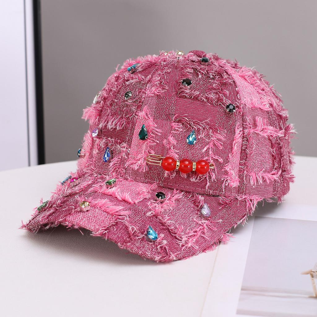 Beliebte Bart-Baseballkappe Hip-Hop Strass karierte Krempe Neue Baseballkappe Personalisierter Trendiger Hut