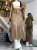 Retro pu leather skirt skirt women's large size fat mm autumn and winter new hip skirt high waist and thin meat-covering split skirt