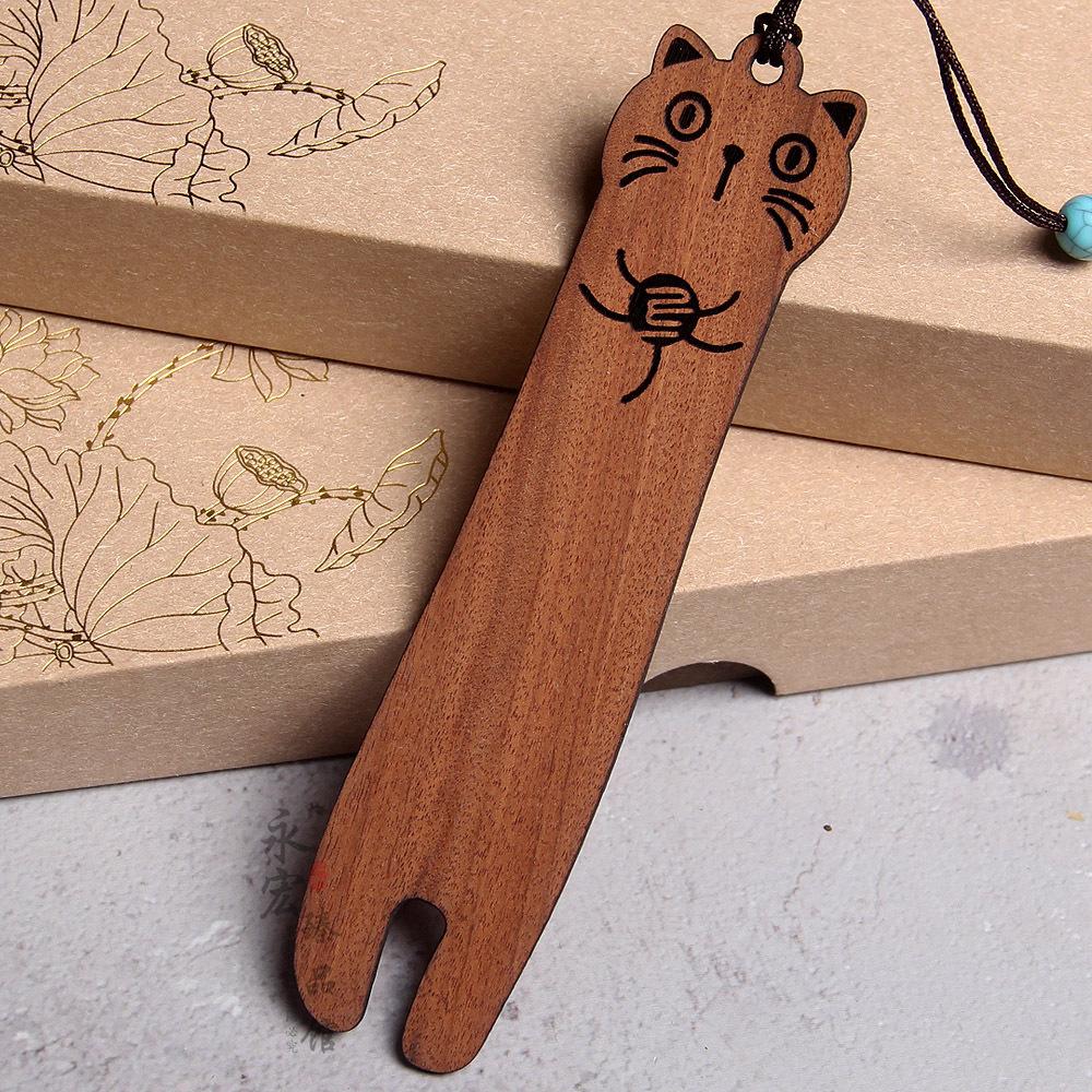

Cute Wooden Bookmark Cats Shape Animal Page Marker Stationery Handmade Wood Carving Accessory Creative Student Supply Gift