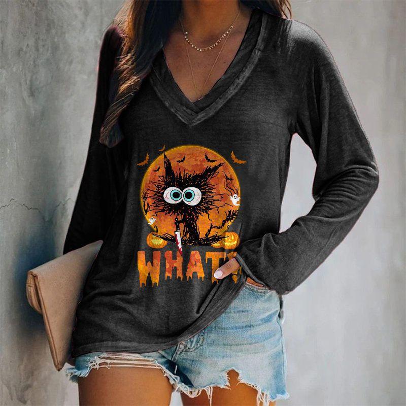 Autumn 3D Printed Multi Color Pattern Shoulder Sleeve Set Head Long Women's T-shirt