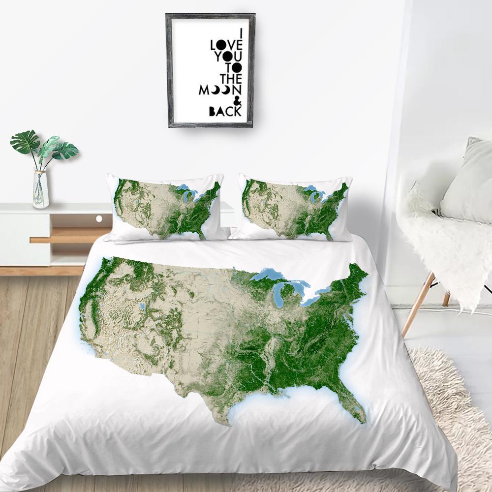 Neue Mode Bettbezug Karte Quilt Abdeckung King Size Bettwäsche Hause Bettwäsche Einzigartige Design Teen Kinder Welt Bettwäsche Abdeckung set