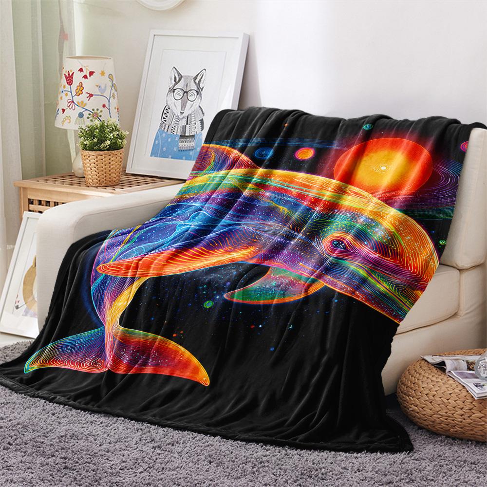 Dolphin Print Flannel Blanket, High quality Comfortable for All Seasons, Home Decor, Warmth and Comfort, Perfect for Christmas Gifts