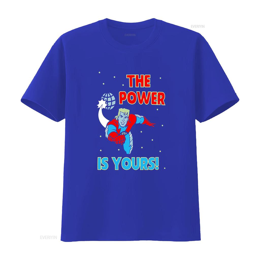 Captain Planet The Power Is Yours Cartoon Retro T Shirt Vintage Washed Top For Everyday Wear Streetwear Homme Graphic Unisex