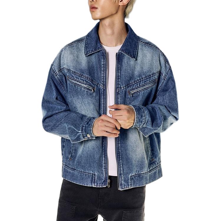 Levis American Vintage Wash Distressed Comfortable Casual Zip-Up Long Sleeve Denim Jacket Unisex Jackets 005MU-0001