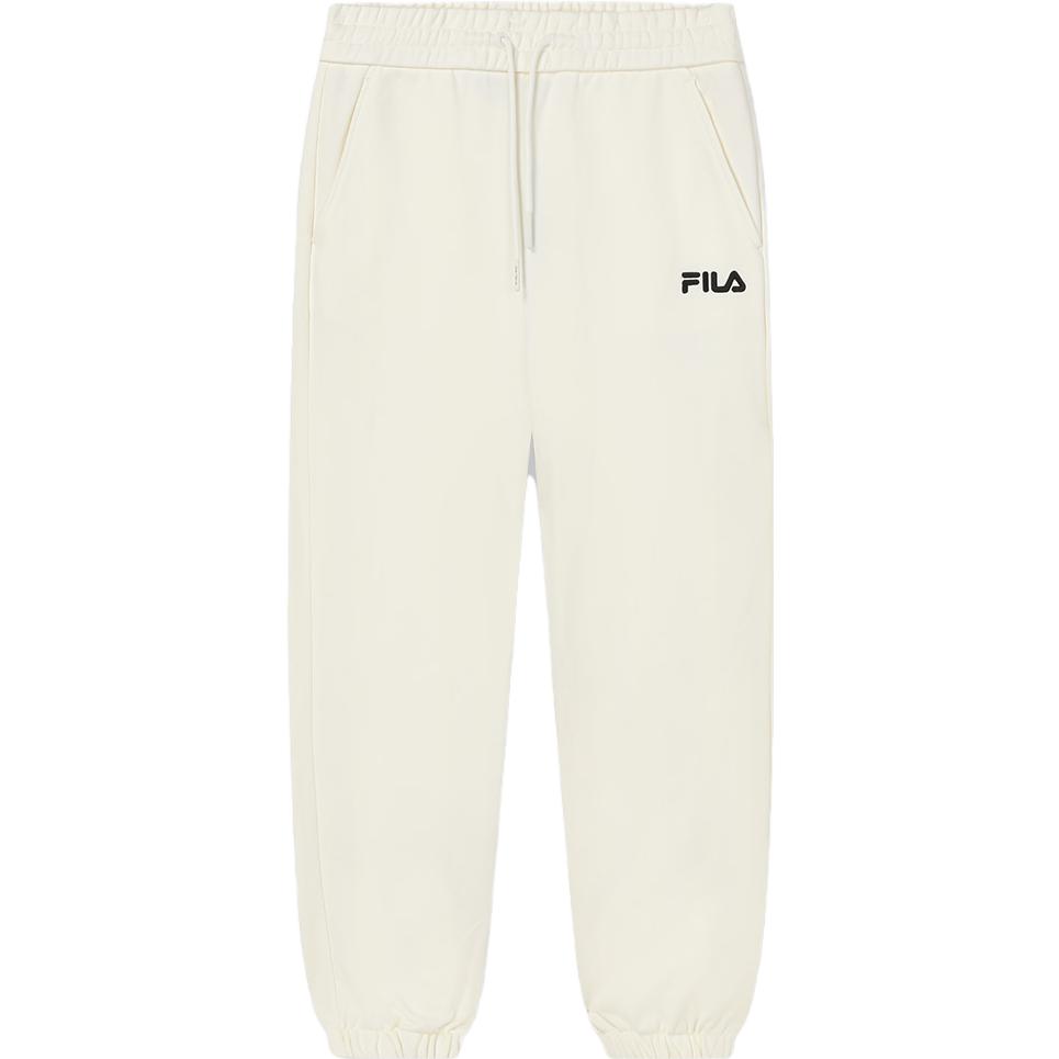 Fila 2023 Autumn New Casual Commuter Warm Cuffed Knitted Sports Pants Men Bottoms Milk-Salt-White F51M349699F-IV