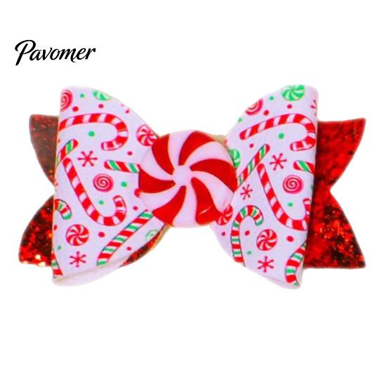 Charming Hair Clips for Photo Shoots Christmas Candies Bow Clip Women Girls, Sweet Glitter Hairpins, Artificial Leather Accessories Clip, Cute