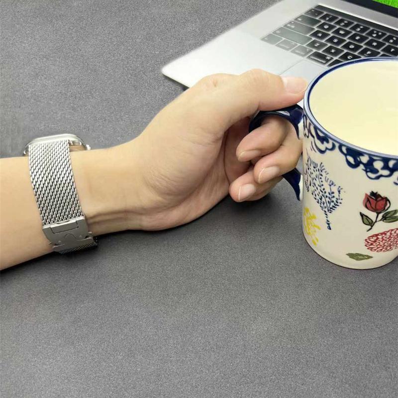 Titanium Color Milanese Loop Strap for Apple Watch Ultra Parachute Buckle Stainless Steel Metal Band for iWatch Series 11 10 9 8 7 6 5 SE 49mm 46mm