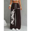 Pantaloni da jogging sportivi oversize da donna stile Y2K Street Style con stampa di lettere, Abbigliamento da casa alla moda e trendy, Comodi