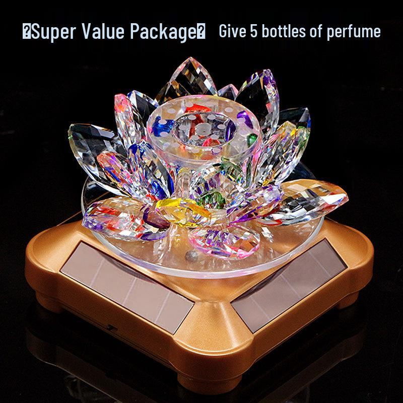 Rotating Crystal Lotus Solar Car Air Freshener & Aromatherapy Ornament