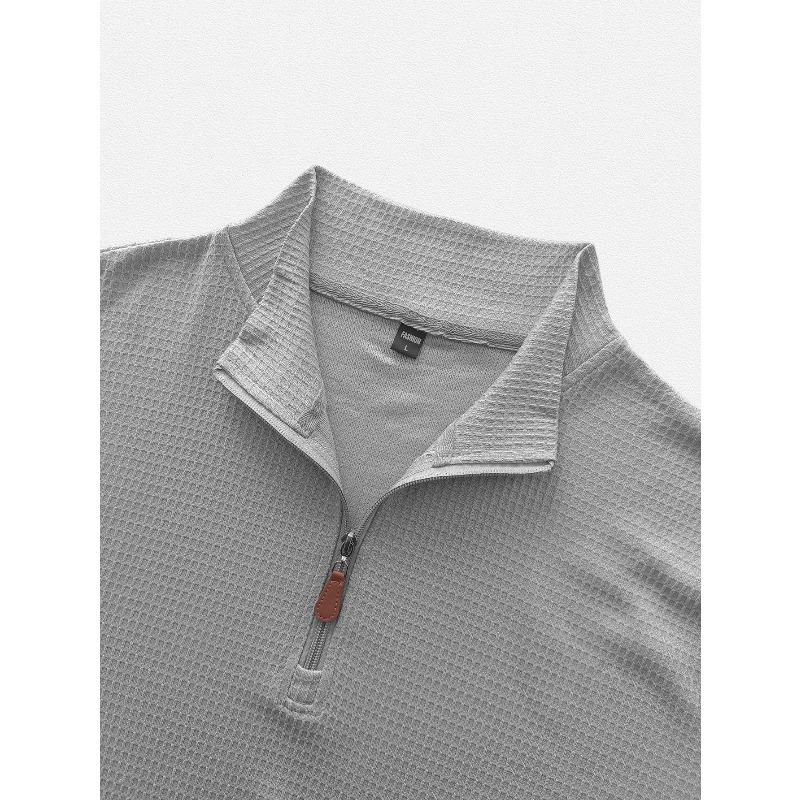 Men's Half-Zip Stand Collar Knit Pullover Casual Sweatshirt.