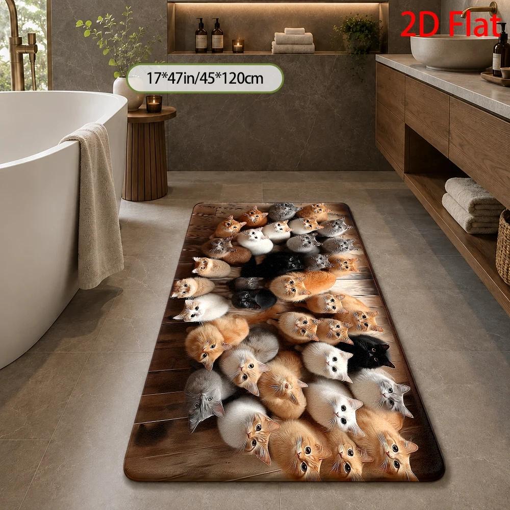 Cute Cat Lover Area Rug Non Slip Washable Floor Mat For Bathroom Living Room Home Decor