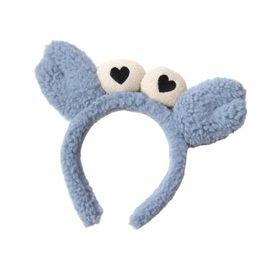 

Women Headband Soft Lamb Velvet Crab Shape Thickened Fluffy Filling Anti-Slip Tooth Design Hair Hoop Makeup Face Washing Hair Accessory синий