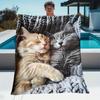 Realistic Sleeping Cat Print Flannel Blanket, Soft Polyester Digital Print Throw, Lightweight for Indoor Outdoor Use
