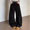 Women American Retro Knife Edge Denim Pants Y2K Spring Autumn Jeans Loose Casual Wide-leg Trousers