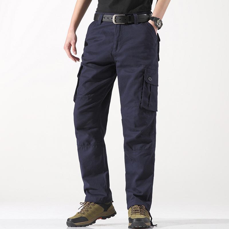 Men's Spring and Autumn New Multi-pocket Overalls Straight Trousers Pure Cotton Men's Trend Loose Casual Trousers