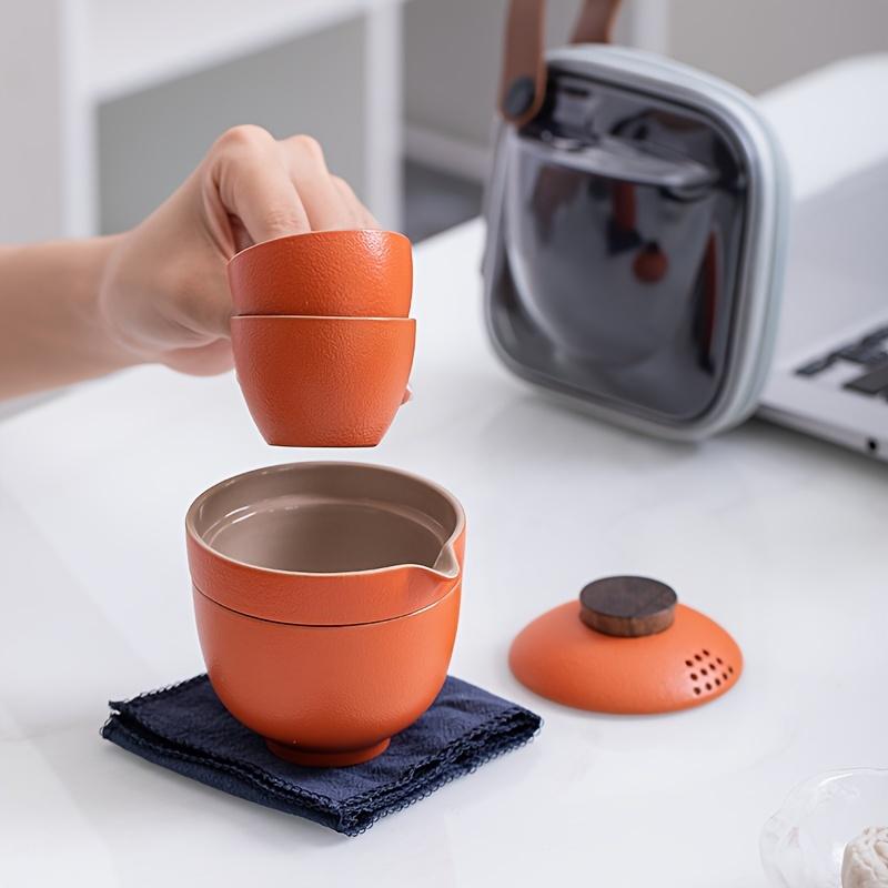 Set Reise-Tee-Set, einfache, stilvolle Keramik-Teekanne und Teetassen für Outdoor-Reisen, Teetrinken, Trinkgeschirr, Geschenke